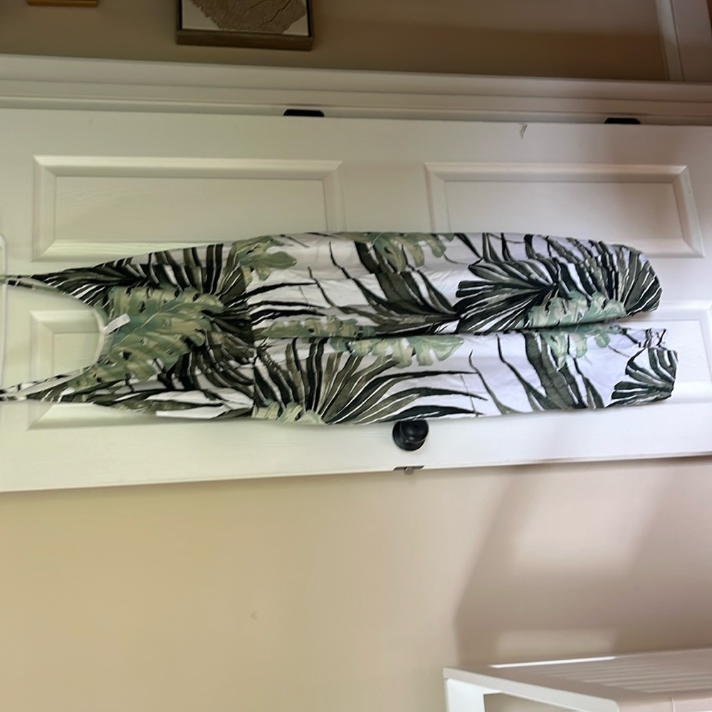 Cacique swim monstera leaf print jumpsuit womens 22-24 jungle botanical